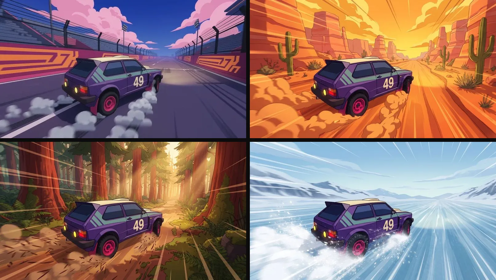 Um carro, quatro terrenos